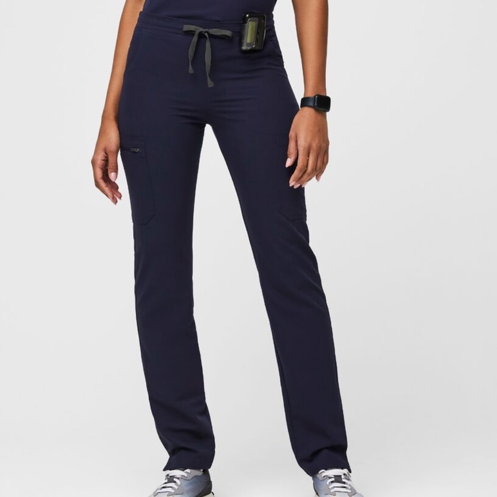Figs Women Small Pants Scrub Yola Skinny Straight Blue Pull On Cargo b20